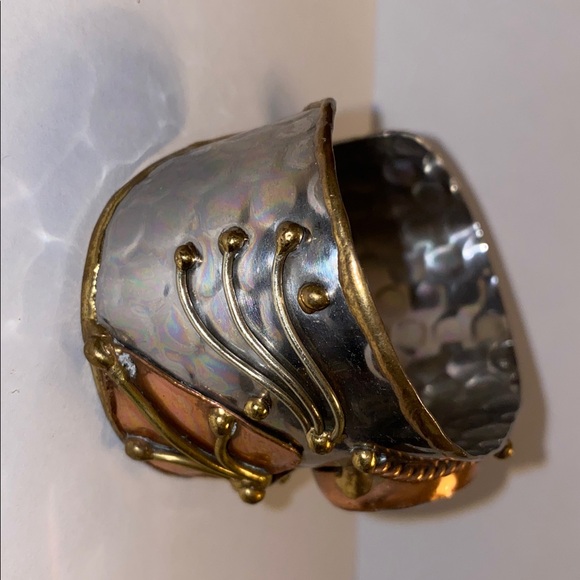 Mixed metal cuff bracelets and ring set - Picture 5 of 13